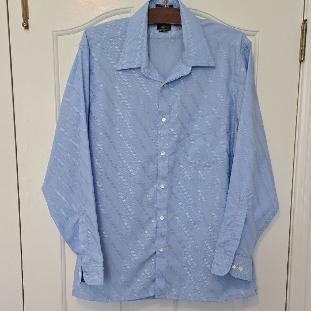 John Henry Men’s Dress Shirt Light Blue Fitted 16.5 32/33